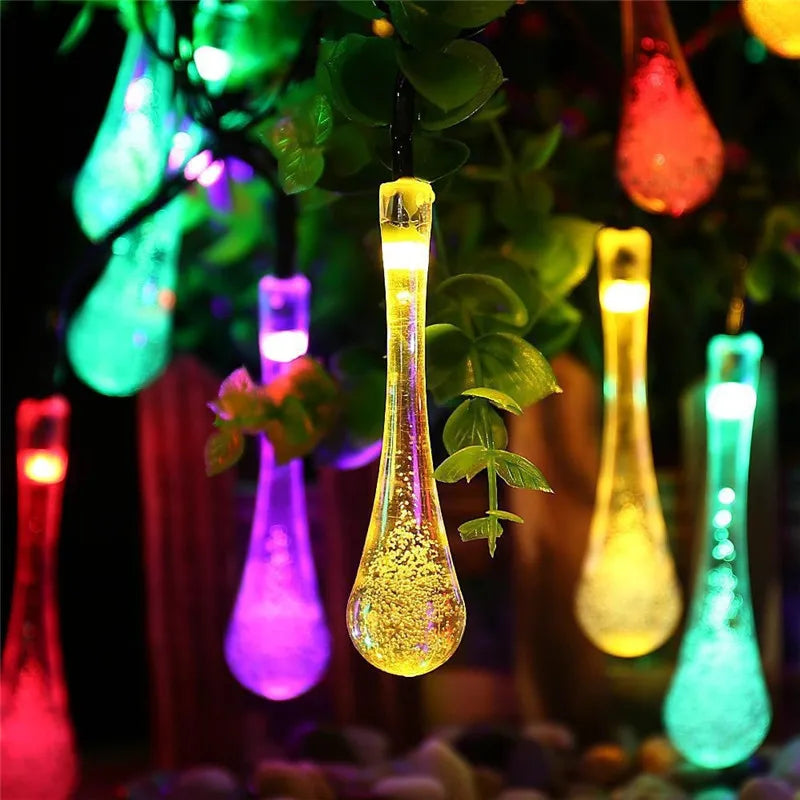 Water droplets Solar Outdoor String Lights, Waterproof For Christmas Decoration - Lumaz