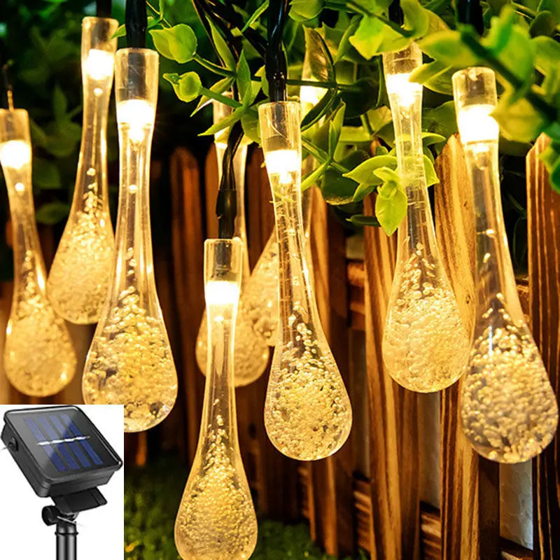 Water droplets Solar Outdoor String Lights, Waterproof For Christmas Decoration - Lumaz