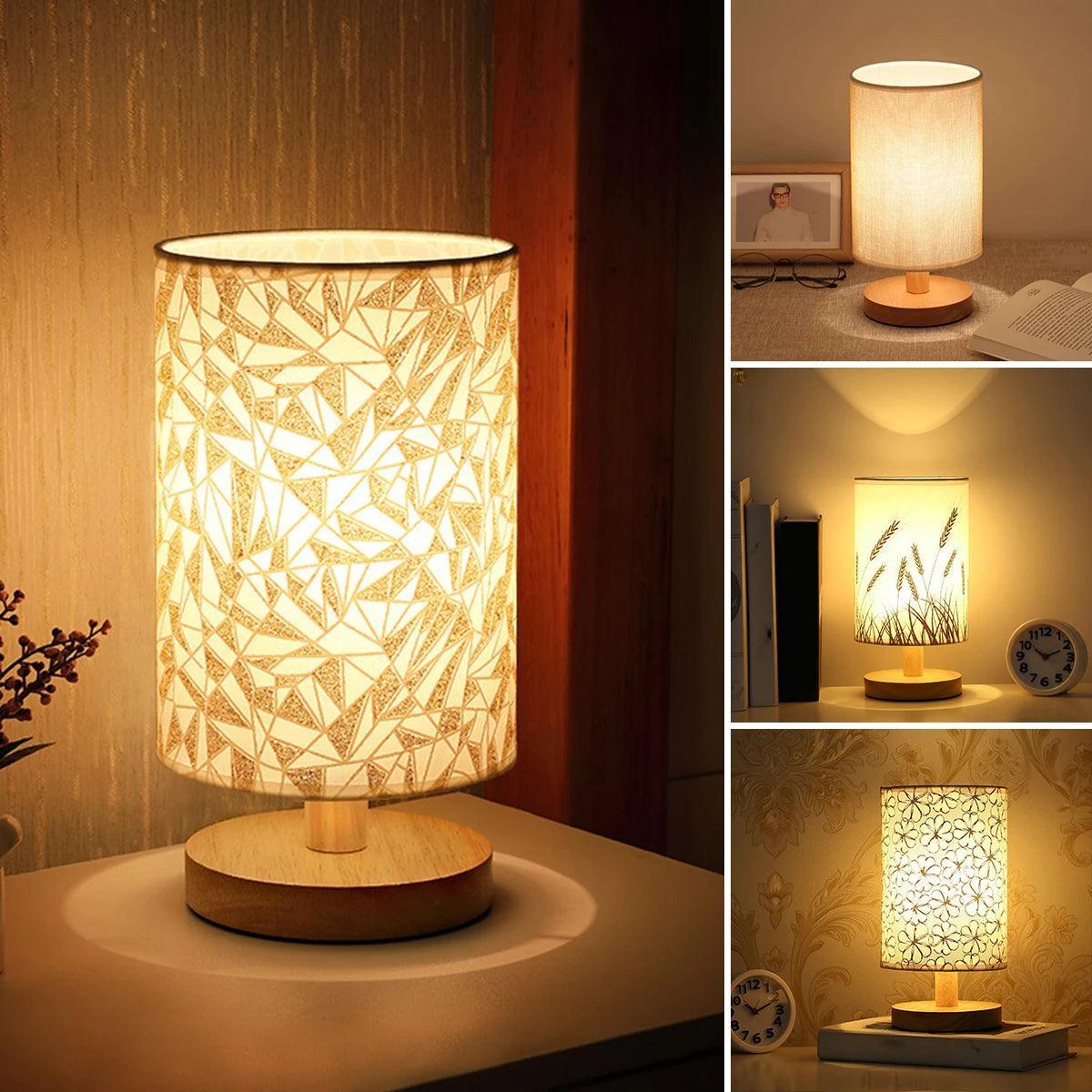 Wooden LED Table Lamp with exquisite linen lampshade modern minimalist style - Lumaz