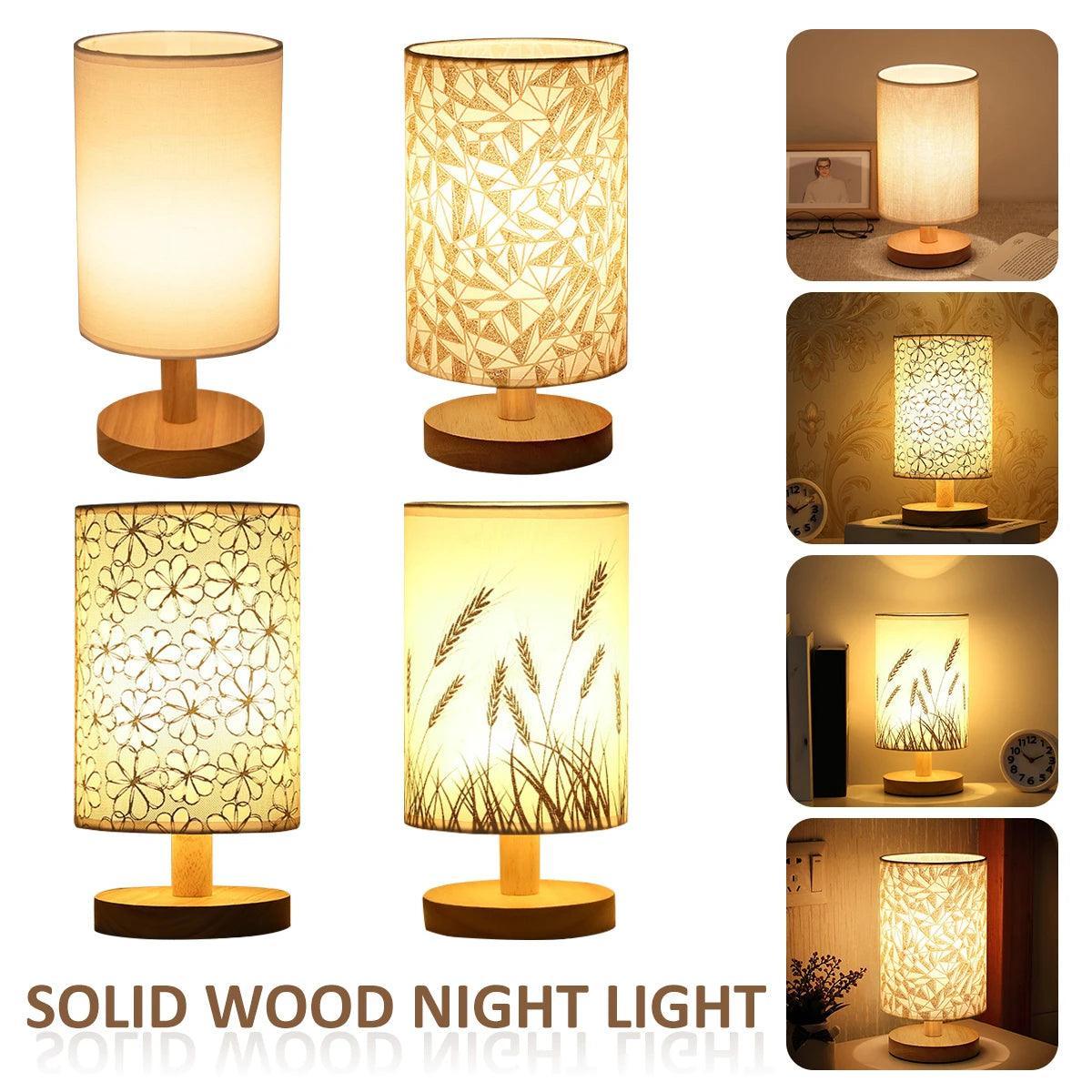 Wooden LED Table Lamp with exquisite linen lampshade modern minimalist style - Lumaz