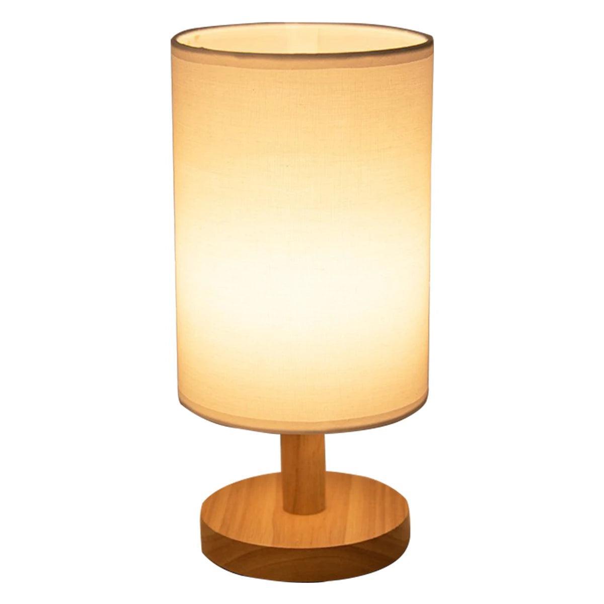 Wooden LED Table Lamp with exquisite linen lampshade modern minimalist style - Lumaz