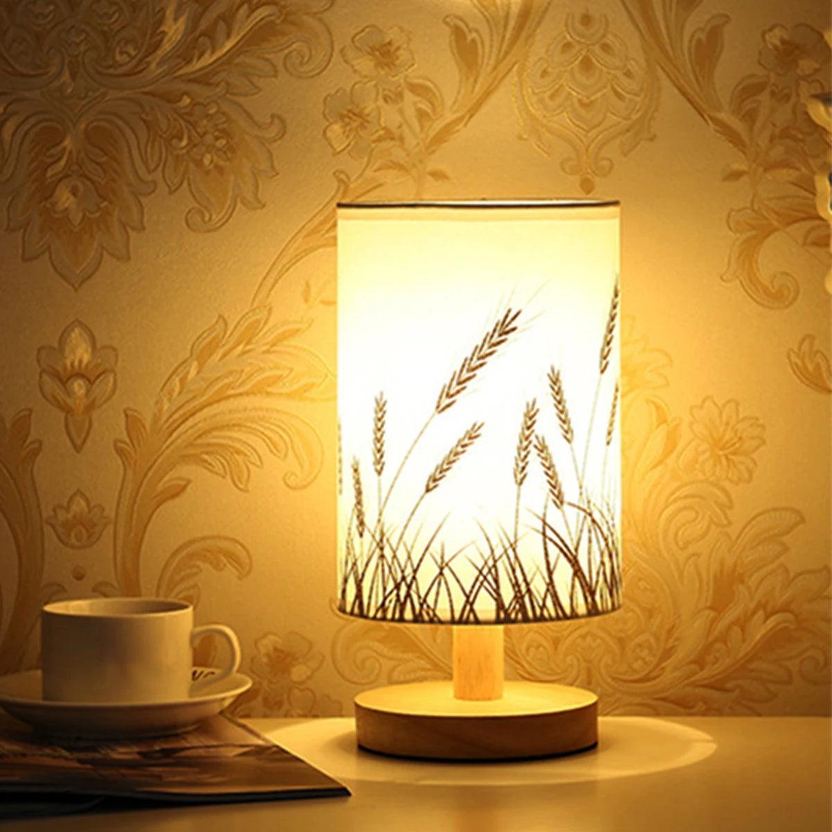 Wooden LED Table Lamp with exquisite linen lampshade modern minimalist style - Lumaz