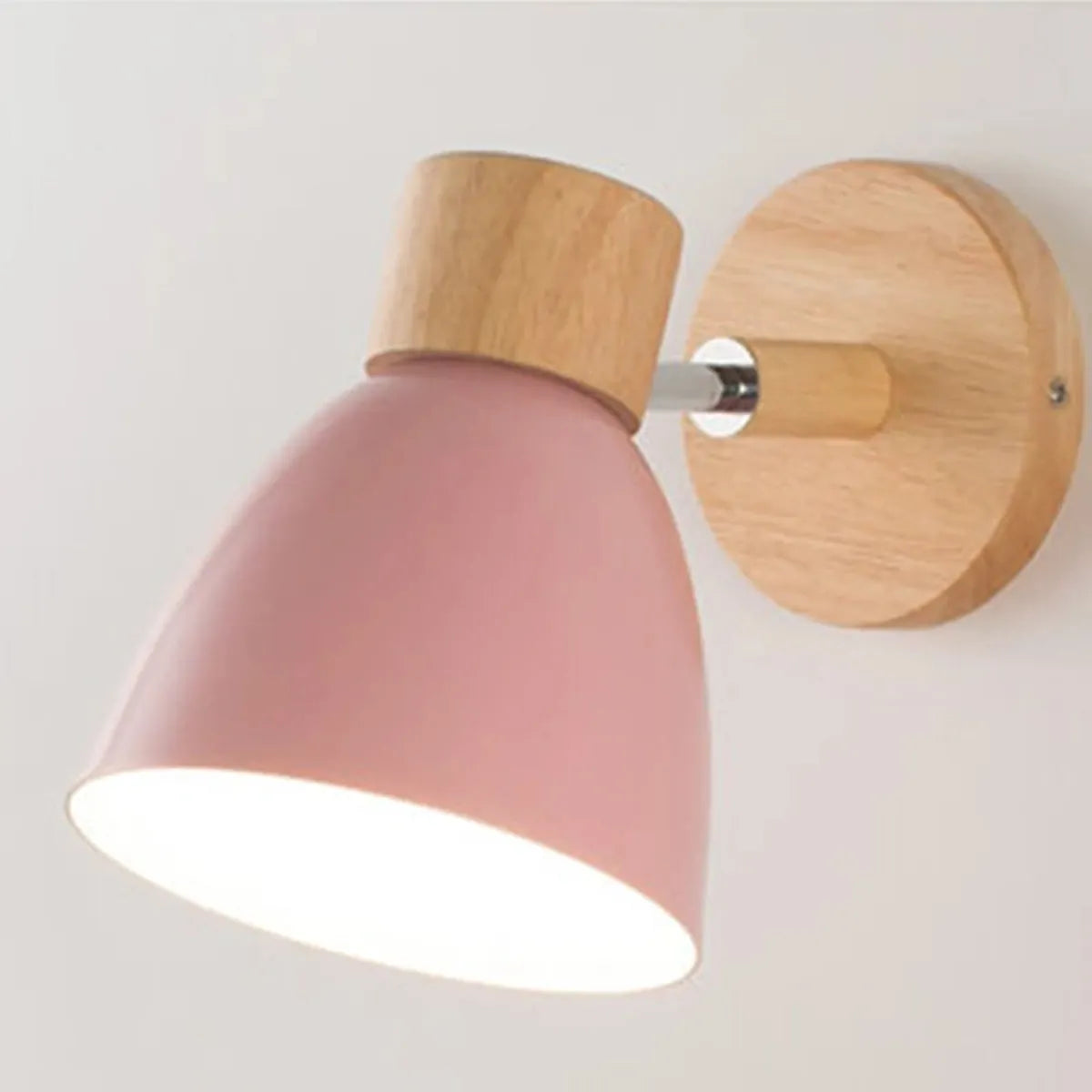Wooden Nordic Wall Lamp With Switch Modern Wall Sconce with Macaroon Color Steering Head