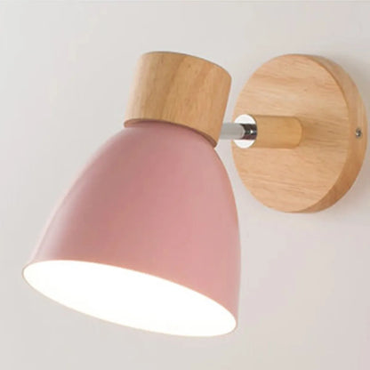 Wooden Nordic Wall Lamp With Switch Modern Wall Sconce with Macaroon Color Steering Head