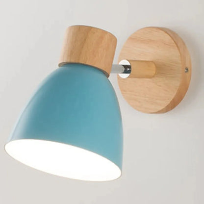 Wooden Nordic Wall Lamp With Switch Modern Wall Sconce with Macaroon Color Steering Head