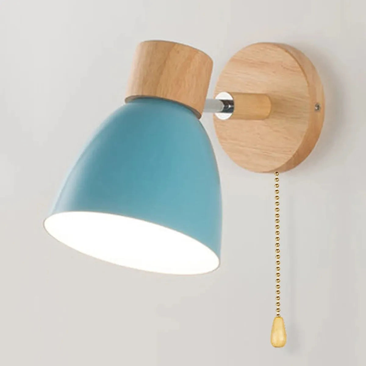 Wooden Nordic Wall Lamp With Switch Modern Wall Sconce with Macaroon Color Steering Head