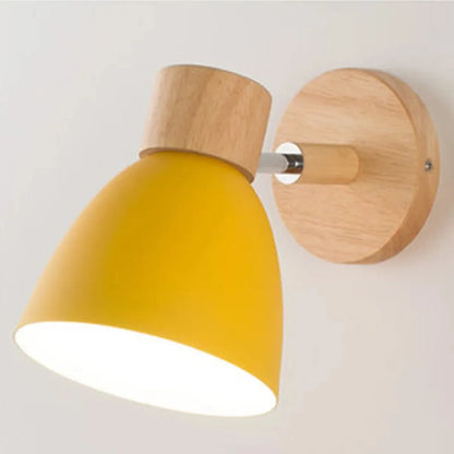Wooden Nordic Wall Lamp With Switch Modern Wall Sconce with Macaroon Color Steering Head