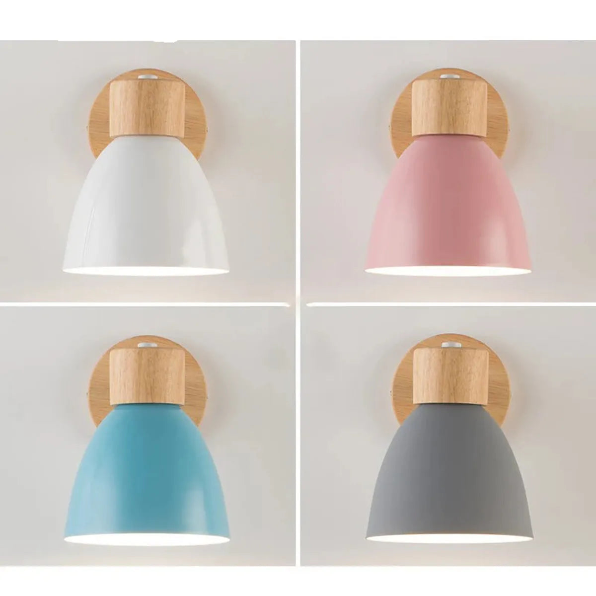 Wooden Nordic Wall Lamp With Switch Modern Wall Sconce with Macaroon Color Steering Head