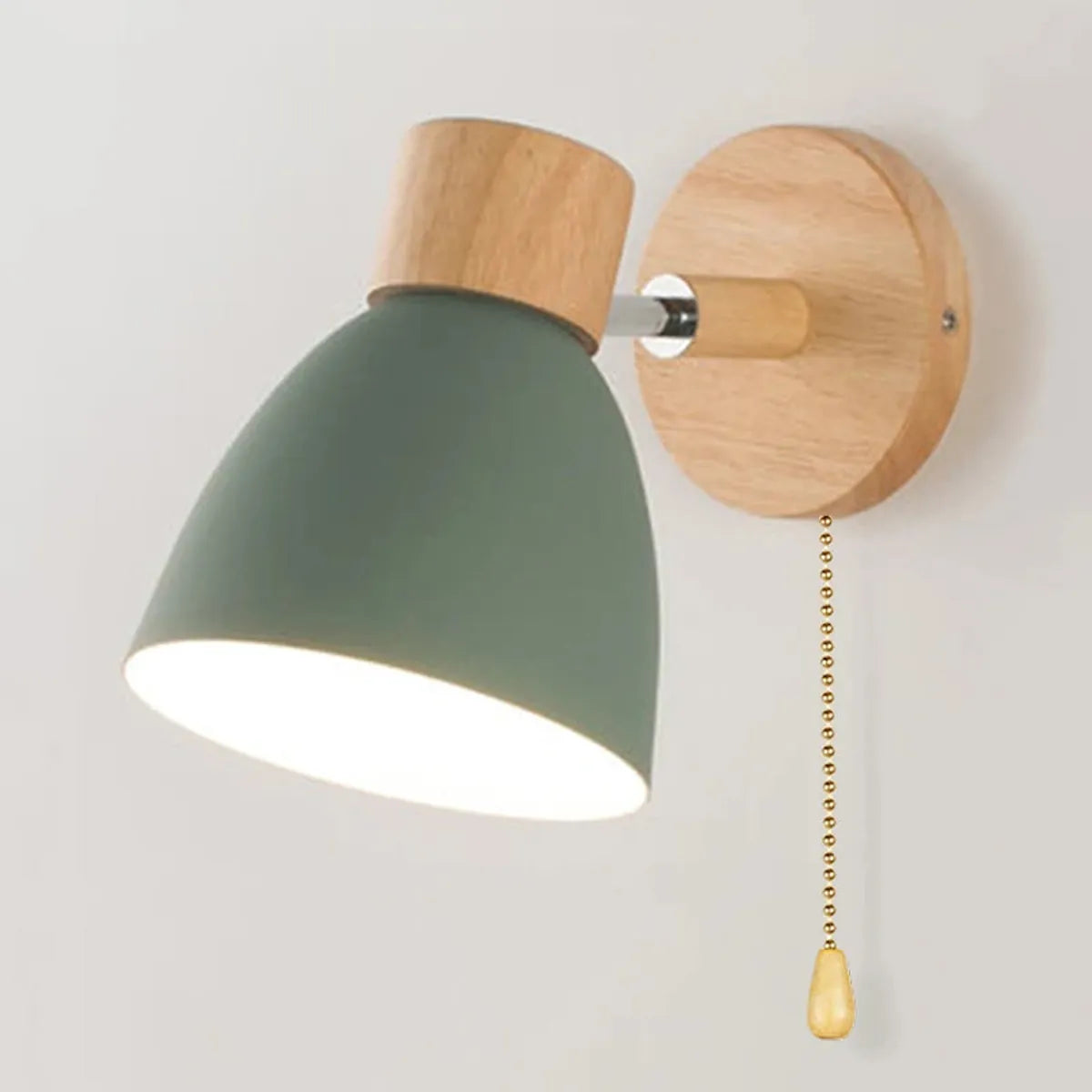 Wooden Nordic Wall Lamp With Switch Modern Wall Sconce with Macaroon Color Steering Head