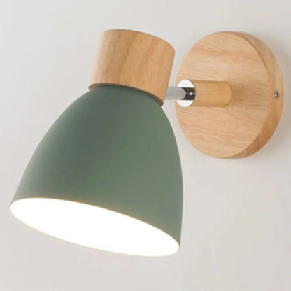Wooden Nordic Wall Lamp With Switch Modern Wall Sconce with Macaroon Color Steering Head
