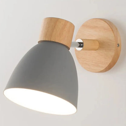 Wooden Nordic Wall Lamp With Switch Modern Wall Sconce with Macaroon Color Steering Head