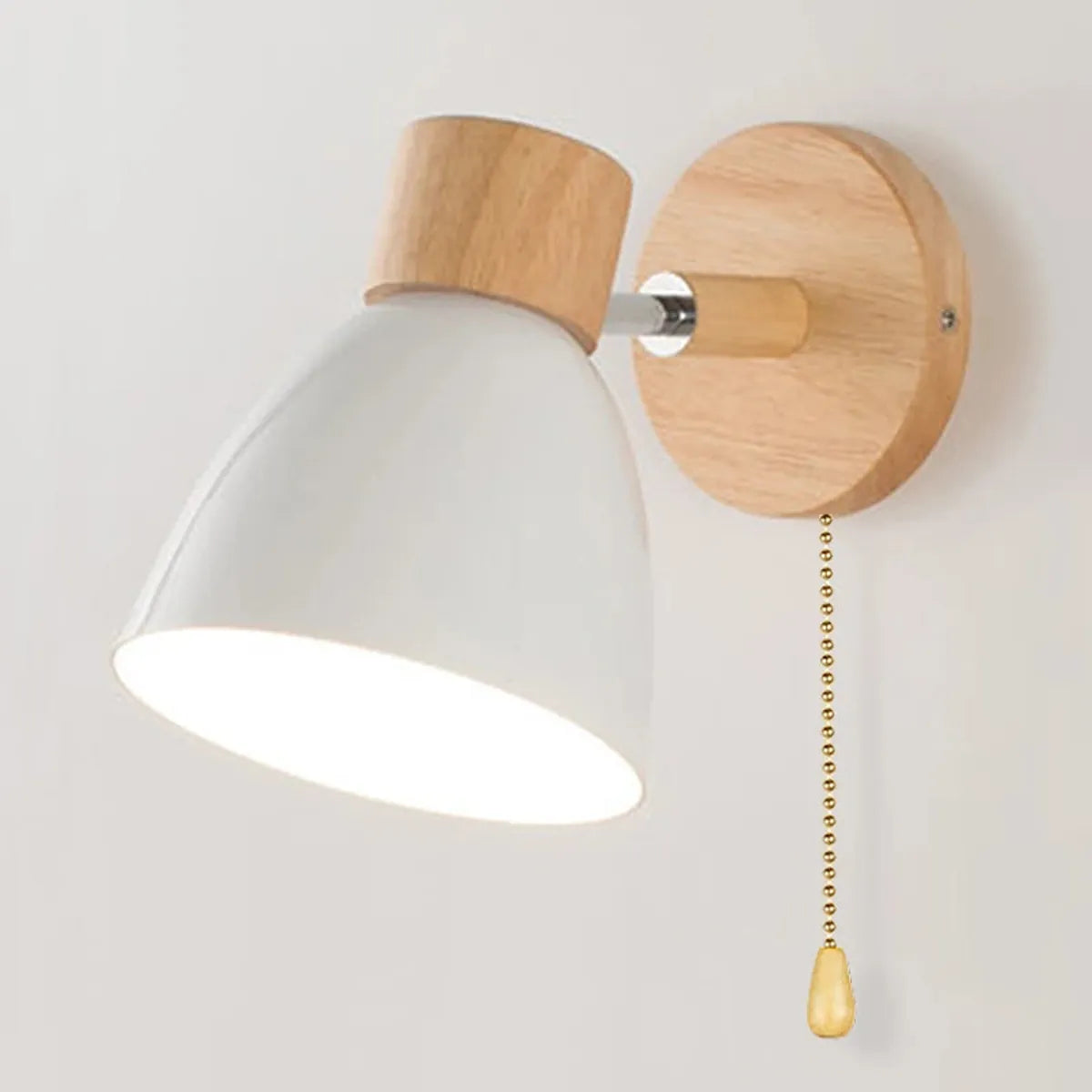 Wooden Nordic Wall Lamp With Switch Modern Wall Sconce with Macaroon Color Steering Head