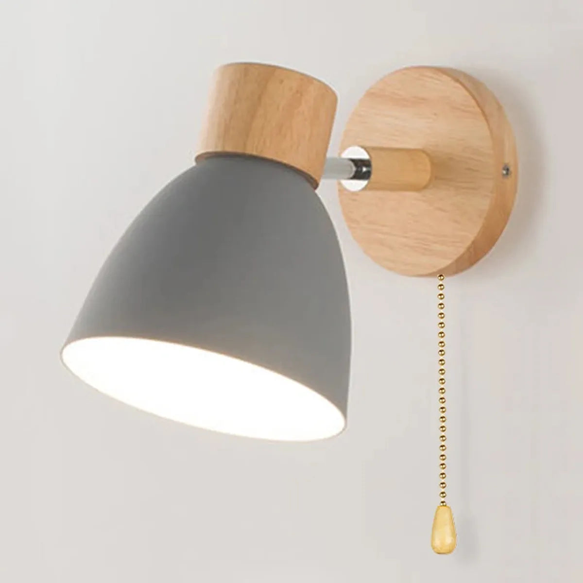 Wooden Nordic Wall Lamp With Switch Modern Wall Sconce with Macaroon Color Steering Head