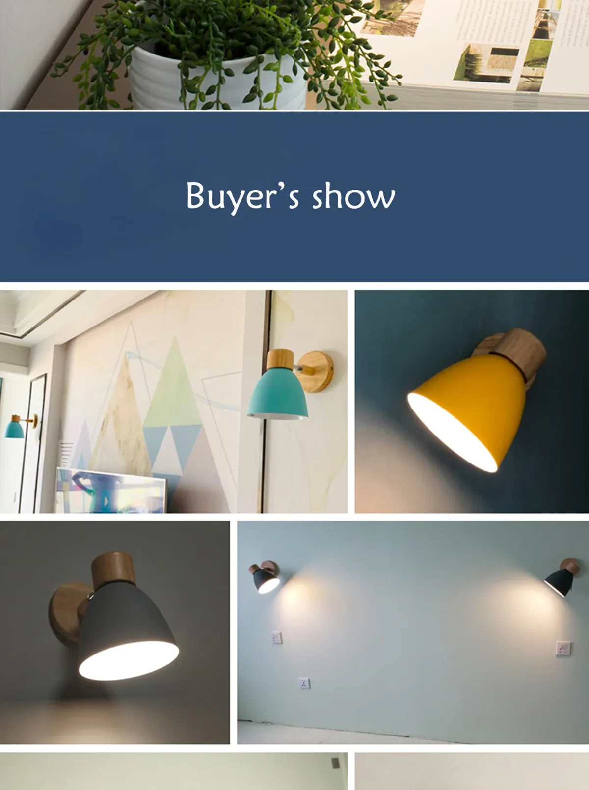 Wooden Nordic Wall Lamp With Switch Modern Wall Sconce with Macaroon Color Steering Head