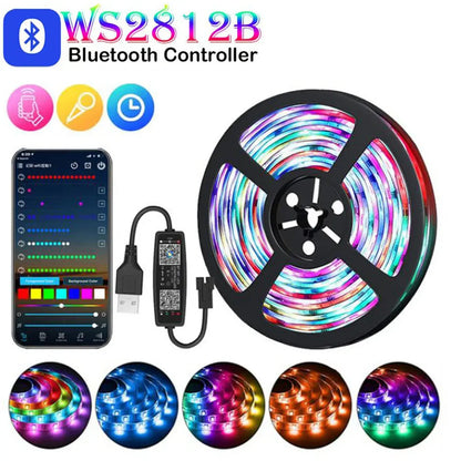 WS2812B RGBIC LED-Lichtband – 5V USB-Betrieb, Smart App-Steuerung, Verfolgungseffekt, TV-Hintergrundbeleuchtung